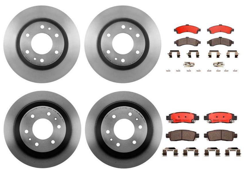 SAAB Brakes Kit - Pads & Rotors Front and Rear (305mm/325mm) (Ceramic) 89027184 - Brembo 3119706KIT